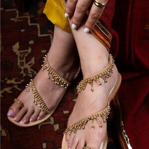 Boho Indian Gold Beaded Sandals